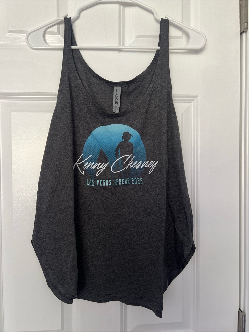 Next Level Apparel Gray Tank Top with Light Blue Accent